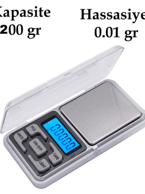 Dijital Hassas Elektronik Kuyumcu Cep Terazisi Tartı 200 gr /  0.01 gr