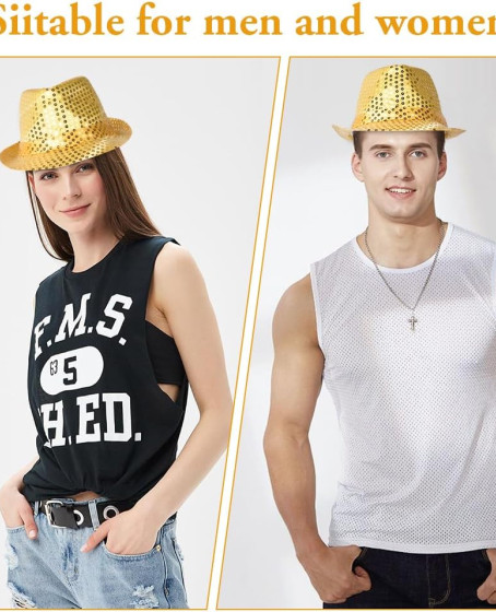 Disko Star Altın Gold Payetli Fötr Şapka Yetişkin Boy Disko Star Altın Gold Payetli Fötr Şapka Yetişkin Boy