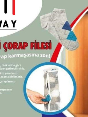 Dolap İçi Asılabilir Temiz Çorap Düzenleyici Çorap Filesi Askılık