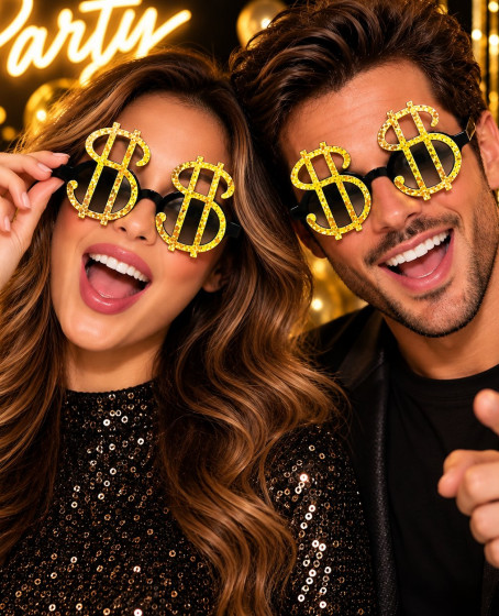 Dolar İşareti Parti Gözlüğü – Altın Dolar İşareti Parti Gözlüğü – Altın