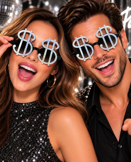 Dolar İşareti Parti Gözlüğü – Gümüş Dolar İşareti Parti Gözlüğü – Gümüş