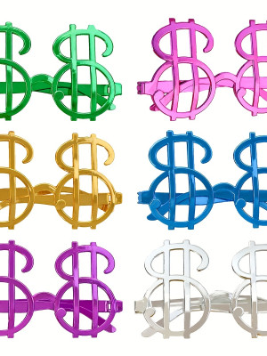Dolar Şekilli Metalize Parti Gözlüğü 6 Adet