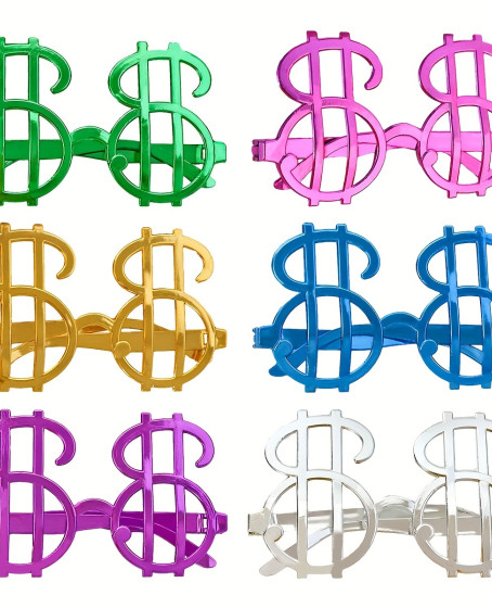 Dolar Şekilli Metalize Parti Gözlüğü 6 Adet