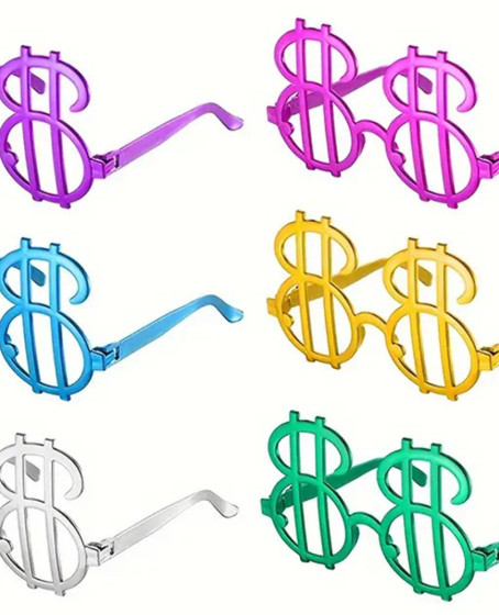 Dolar Şekilli Metalize Parti Gözlüğü 6 Adet