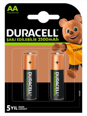 Duracell 1.2V 2500 mAh AA Şarjlı Kalem Pil 2li