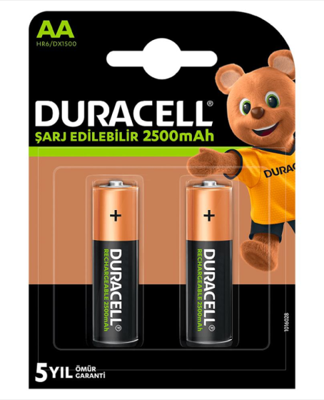 Duracell 1.2V 2500 mAh AA Şarjlı Kalem Pil 2li