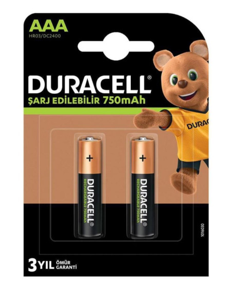 Duracell 1.2V 750 MAh AAA Şarjlı Kalem Pil 2li