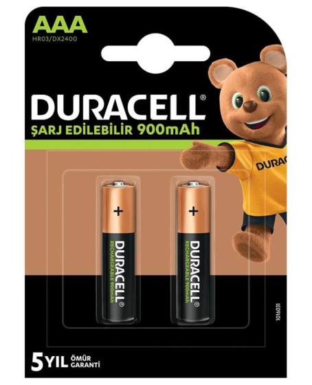 Duracell 1.2V 900mAh AAA Şarj Edilebilir İnce Kalem Pil 2'li Paket