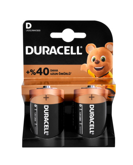 Duracell Alkalin Büyük Boy D Pil 2li