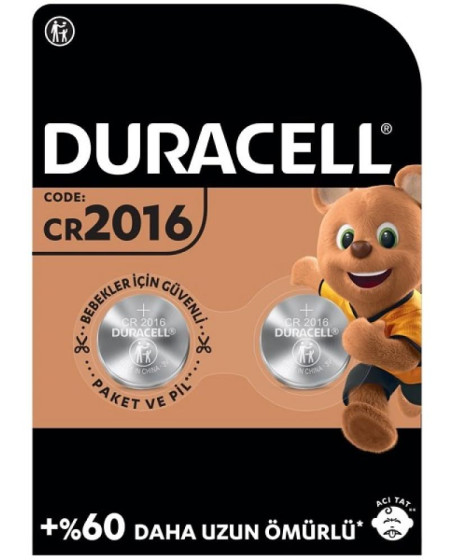 Duracell CR2016 3V Lityum Pil 2'li Paket