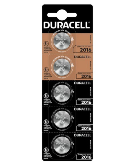 Duracell CR2016 3V Lityum Pil 5'li Paket