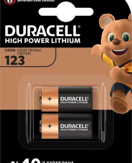 Duracell Lityum CR123A Pil 2'li