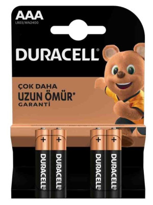 Duracell LR03/MN2400 Alkalin AAA İnce Kalem Pil 4'lü Paket Duracell LR03/MN2400 Alkalin AAA İnce Kalem Pil 4'lü Paket