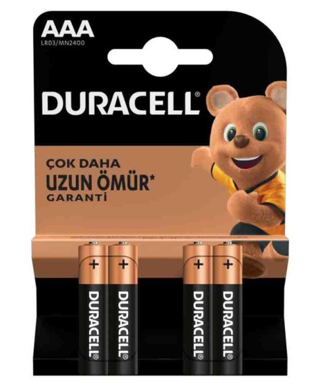 Duracell LR03/MN2400 Alkalin AAA İnce Kalem Pil 4'lü Paket