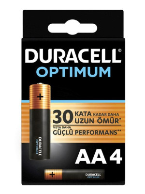 Duracell Optimum Alkalin AA Kalem Pil 4'Lü Paket Duracell Optimum Alkalin AA Kalem Pil 4'Lü Paket