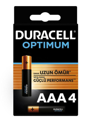 Duracell Optimum Alkalin AAA İnce Kalem Pil 4'Lü Paket Duracell Optimum Alkalin AAA İnce Kalem Pil 4'Lü Paket