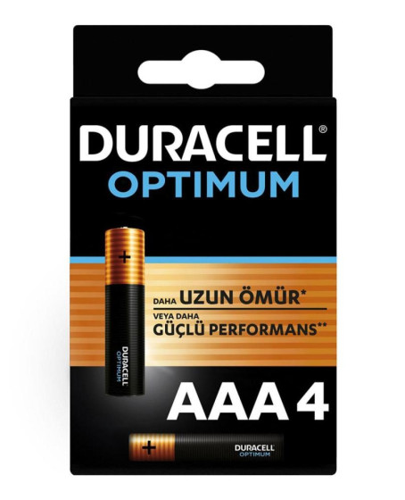 Duracell Optimum Alkalin AAA İnce Kalem Pil 4'Lü Paket