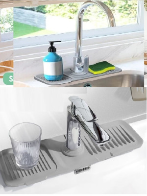 Elastik Mutfak Banyo Musluk Matı Düzenleyici Kaydırmaz Taban Organizer Lavabo Kenar Matı