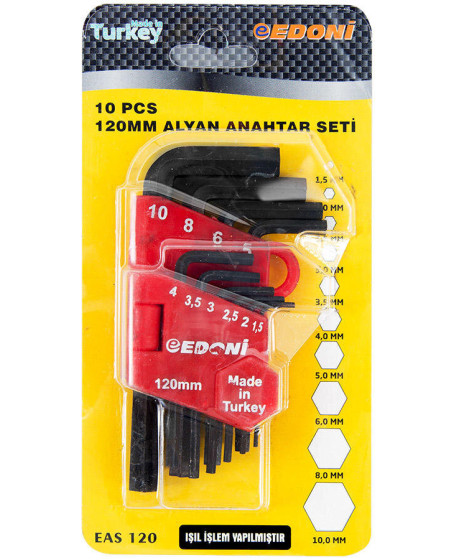 Eltos Edoni 120 mm 10 Parça Alyan Seti Siyah Eltos Edoni 120 mm 10 Parça Alyan Seti Siyah