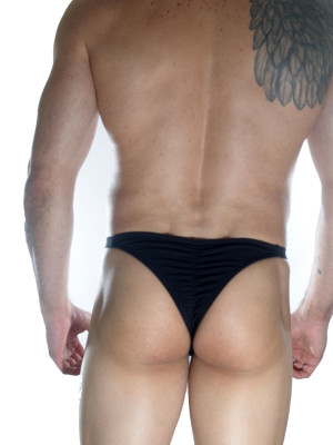 Erkek Arkası Büzgülü Siyah Brazillian Slip