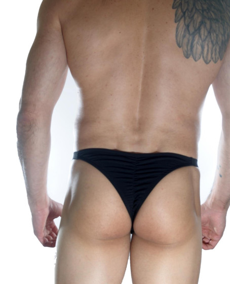 Erkek Arkası Büzgülü Siyah Brazillian Slip