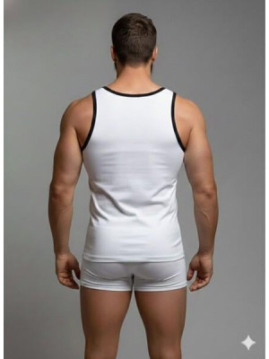 Erkek Beyaz Tank Top Boxer Takım Erkek Beyaz Tank Top Boxer Takım