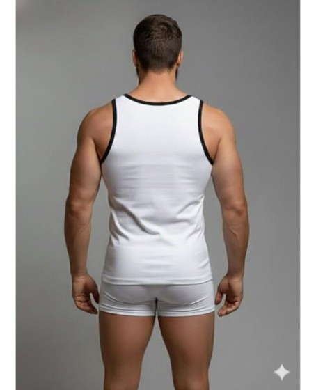Erkek Beyaz Tank Top Boxer Takım Erkek Beyaz Tank Top Boxer Takım