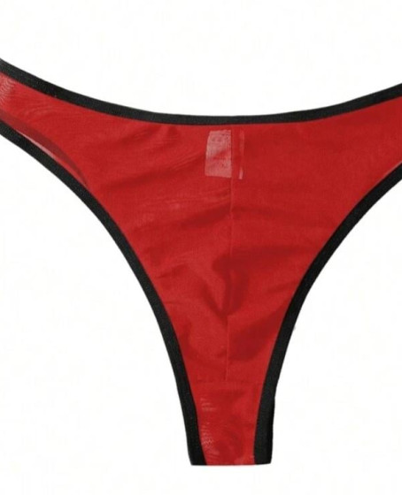 Erkek Biyeli Kırmızı Transparan Brazillian Slip