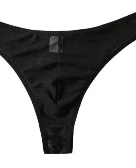 Erkek Biyeli Siyah Transparan Brazillian Slip