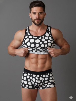 Erkek Desenli Tank Top Boxer Takımı Erkek Desenli Tank Top Boxer Takımı
