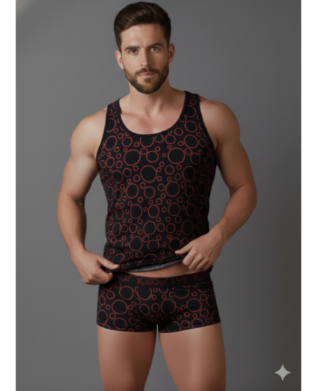 Erkek Desenli Tank Top Boxer Takımı Erkek Desenli Tank Top Boxer Takımı