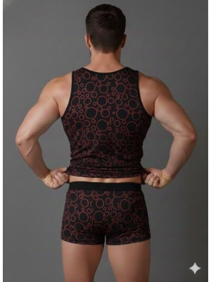 Erkek Desenli Tank Top Boxer Takımı Erkek Desenli Tank Top Boxer Takımı