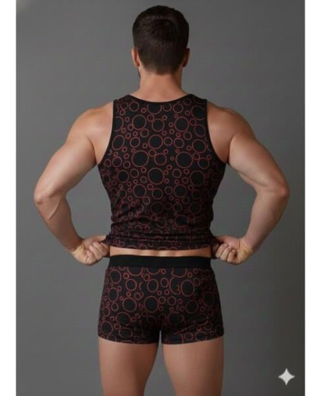 Erkek Desenli Tank Top Boxer Takımı Erkek Desenli Tank Top Boxer Takımı