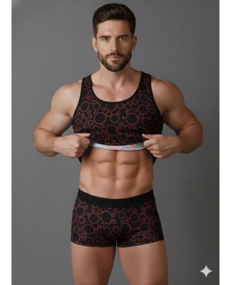 Erkek Desenli Tank Top Boxer Takımı Erkek Desenli Tank Top Boxer Takımı