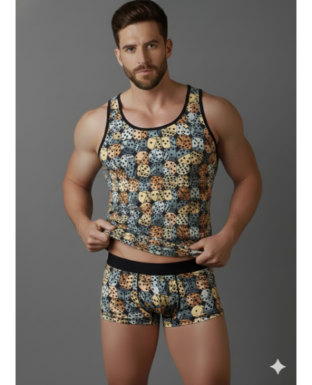 Erkek Desenli Tank Top Boxer Takımı