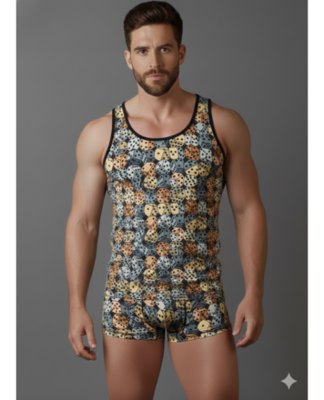 Erkek Desenli Tank Top Boxer Takımı