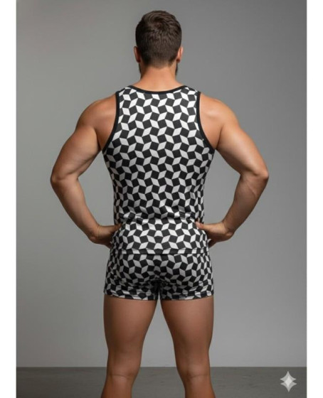 Erkek Desenli Tank Top Boxer Takım