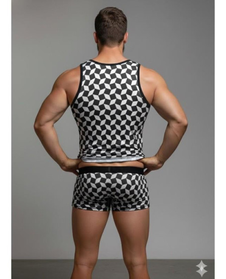 Erkek Desenli Tank Top Boxer Takım