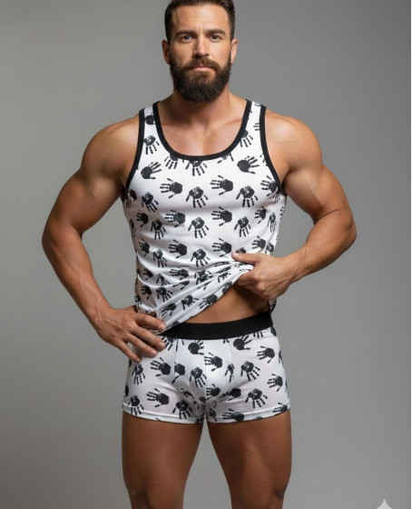 Erkek Desenli Tank Top Boxer Takım