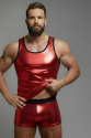 Erkek Kırmızı Lame Tank Top Boxer Takımı