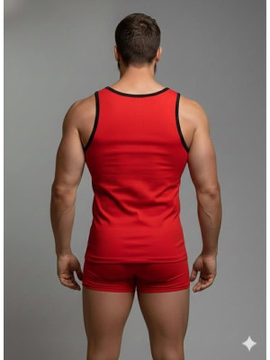 Erkek Kırmızı Tank Top Boxer Takımı Erkek Kırmızı Tank Top Boxer Takımı