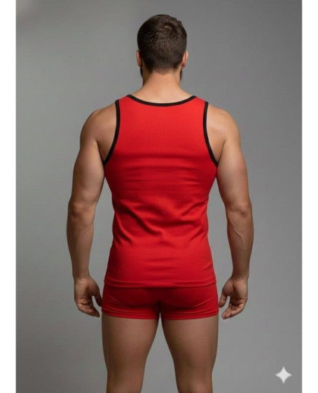 Erkek Kırmızı Tank Top Boxer Takımı