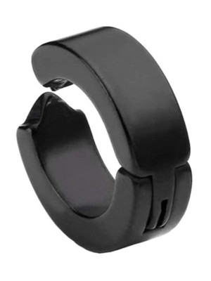 Erkek Küpesi - 1 Adet Siyah Çelik Kıstırmalı Küpe Paslanmaz Atmaz Çelik Siyah Küpe