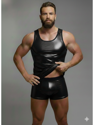 Erkek Lame Tank Top Boxer Takımı