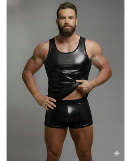 Erkek Lame Tank Top Boxer Takımı