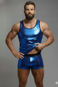 Erkek Mavi Lame Tank Top Boxer Takım