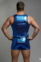 Erkek Mavi Lame Tank Top Boxer Takım