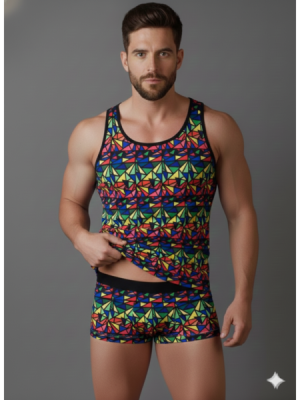 Erkek Renkli Tank Top Boxer Takımı