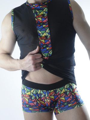 Erkek Transparan Renki Atlet Boxer Takımı Erkek Transparan Renki Atlet Boxer Takımı