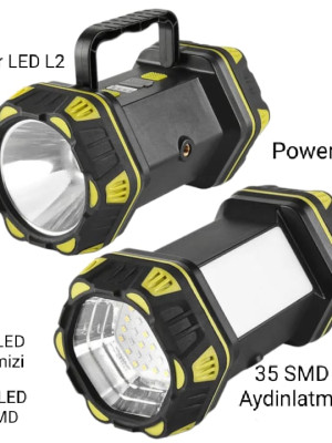 F.B.I F-262 Yeni Güçlü Çift Taraflı Taşınabilir Spot Ve Işıldak USB Powerbank Şarjlı Fener